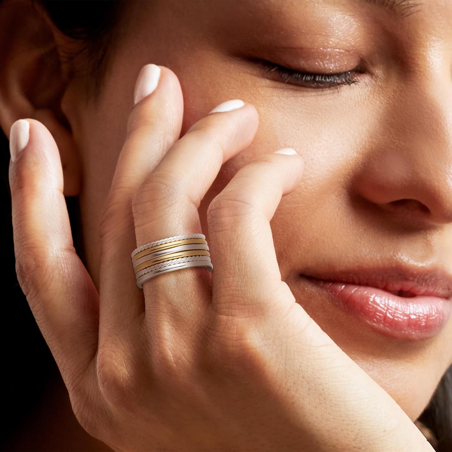 Ross-Simons Sterling Silver and 18kt Gold Over Sterling Jewelry Set: 6 Stackable Rings