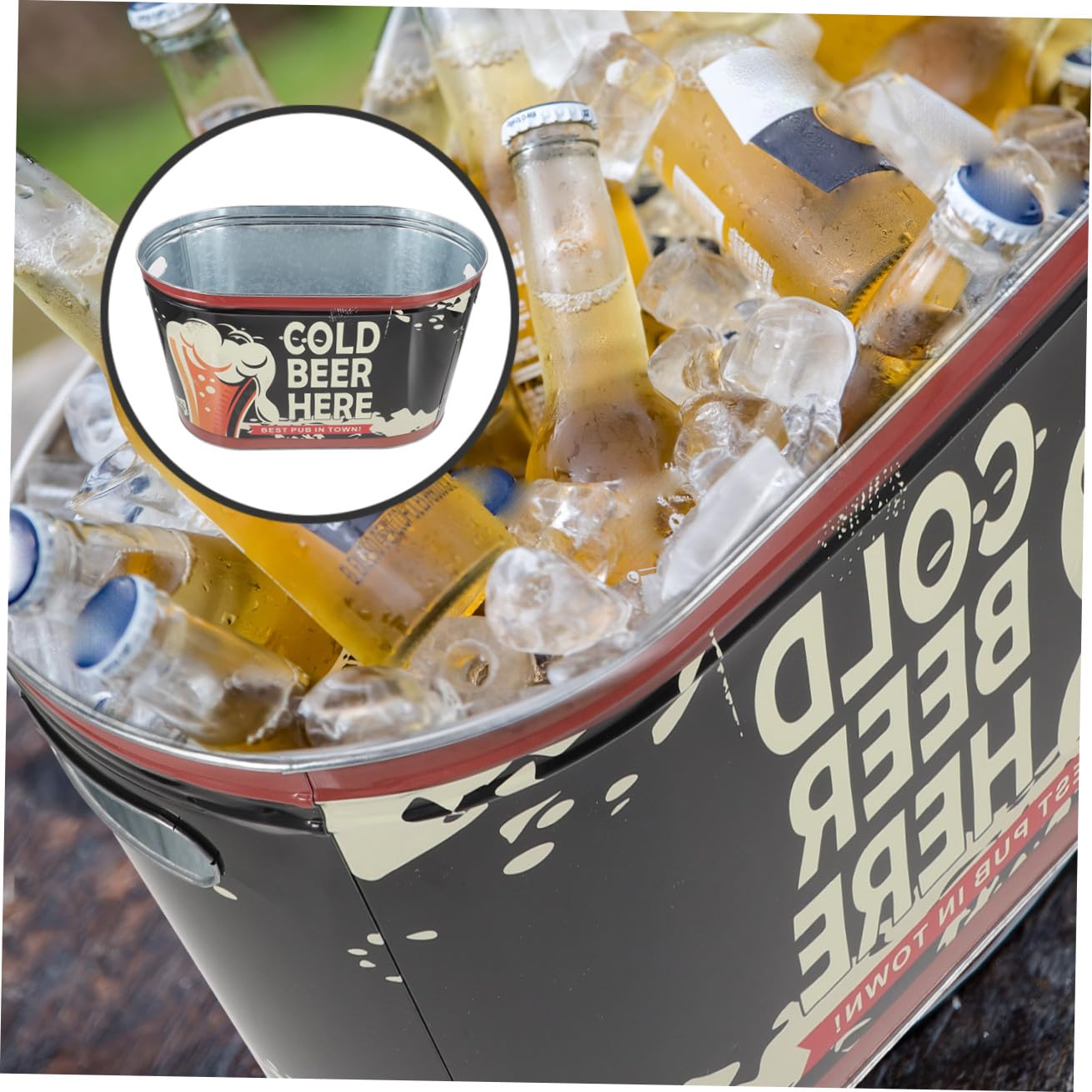 Ipetboom Cubo Metálico Grande para Hielo con Asa Resistente Arañazos y Abrasión para Enfriar Cerveza Vino y Bebidas Fiestas Campamentos y Bares
