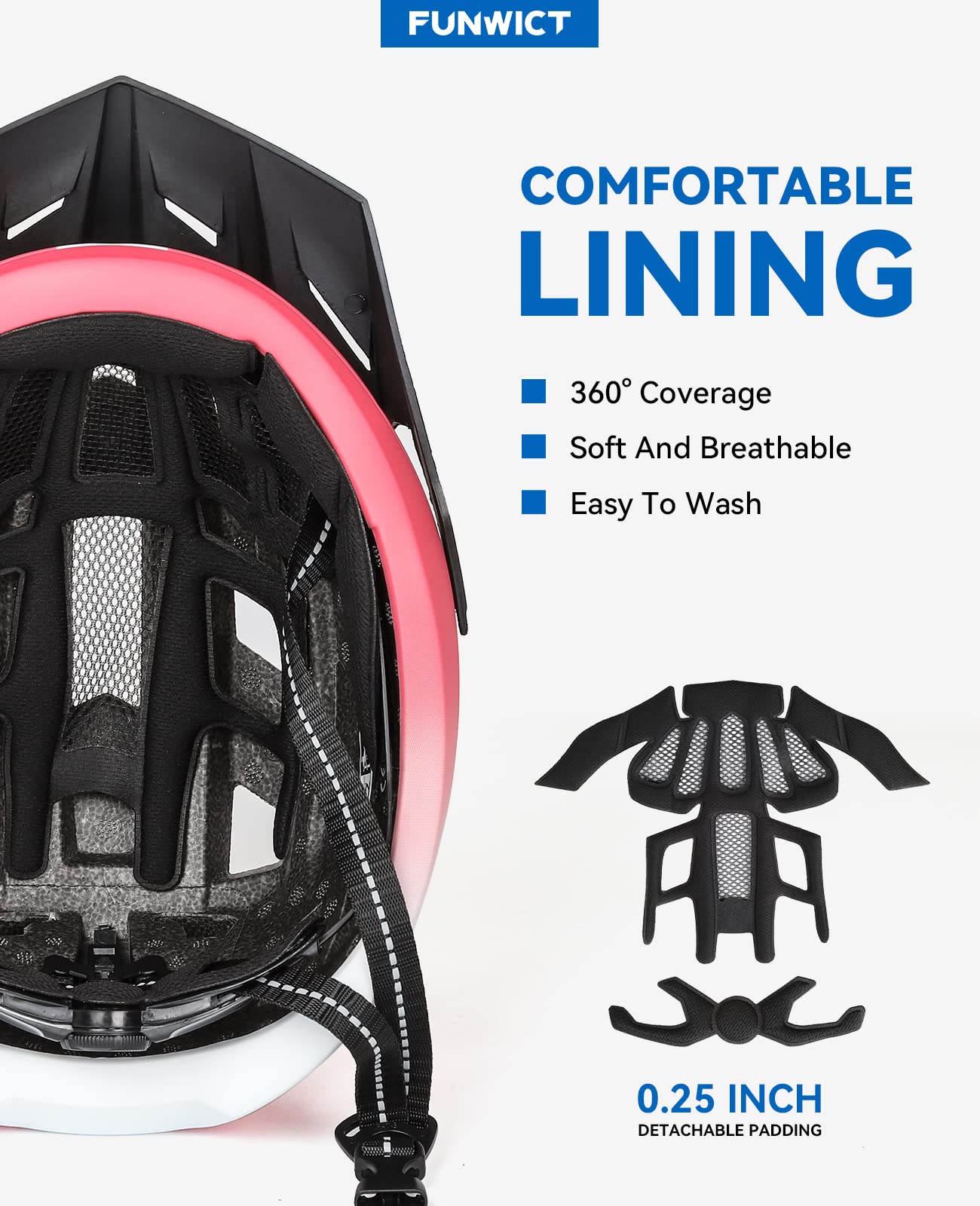 Casque Velo Homme Femme avec Visiere et Lunettes Détachables, Casque Vélo Casques VTT avec Feu Arrière à LED Rechargeable, Casque Cyclisme pour Adulte et Adolescent (M: 54-58 cm, Rose)
