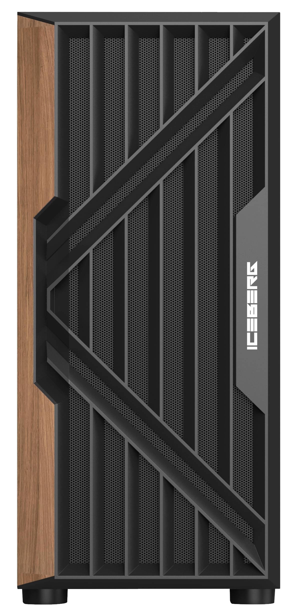 Iceberg Wood Vector EATX Full Tower Gaming PC Case Full-View Panoramic Tempered Glass Includes Seven (7) aRGB Fans (Black)