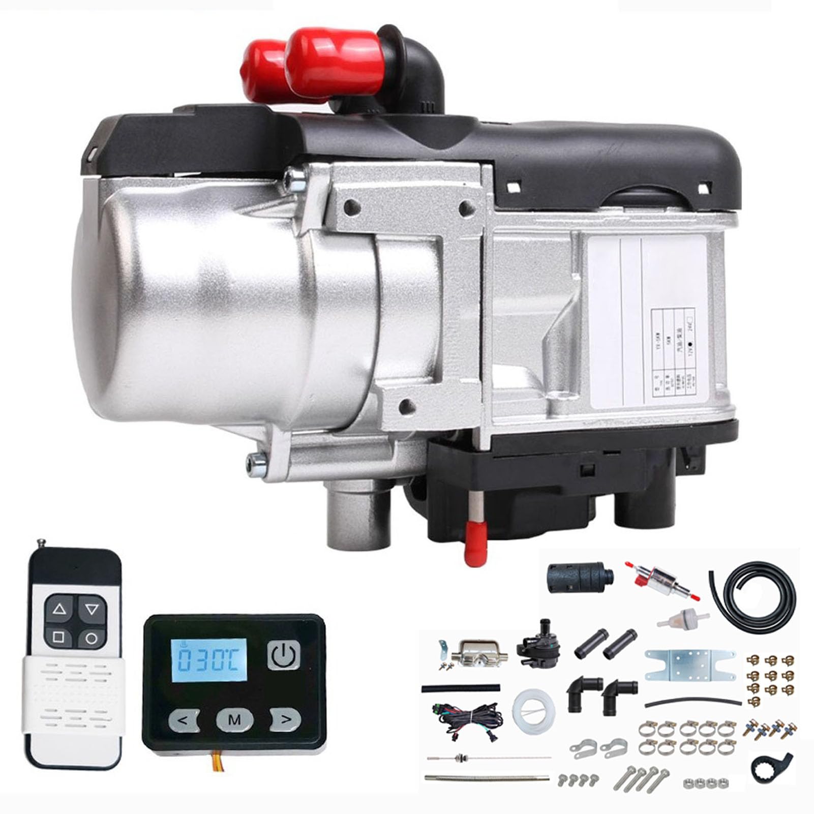 Podgrzewacz Wody Na Olej Napędowy 12v 5kw, Rodzaj Ogrzewania Wody W Samochodzie Nagrzewnica Postojowa Z Pilotem I Przełącznikiem Lcd, Dla Przyczep Kempingowych Rv(Size:12V,Color:czarny)