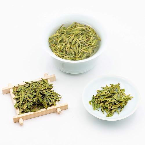 Miniatura 4 de oriarmcha Té Mingqian Longjing 2023 de grado especial  Té verde Dragon Well Hoja suelta  Cultivado ecológicamente 3.53 oz con cierre de cremallera
