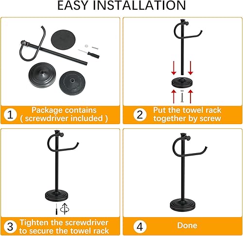 Miniatura 9 de BESy Barra de Toallas de Pie de 17 Pulgadas en Bronce Frotado con Aceite, Colgador de Barra de Toallas, Barra de Toallas de Mano, Soporte de Toallas