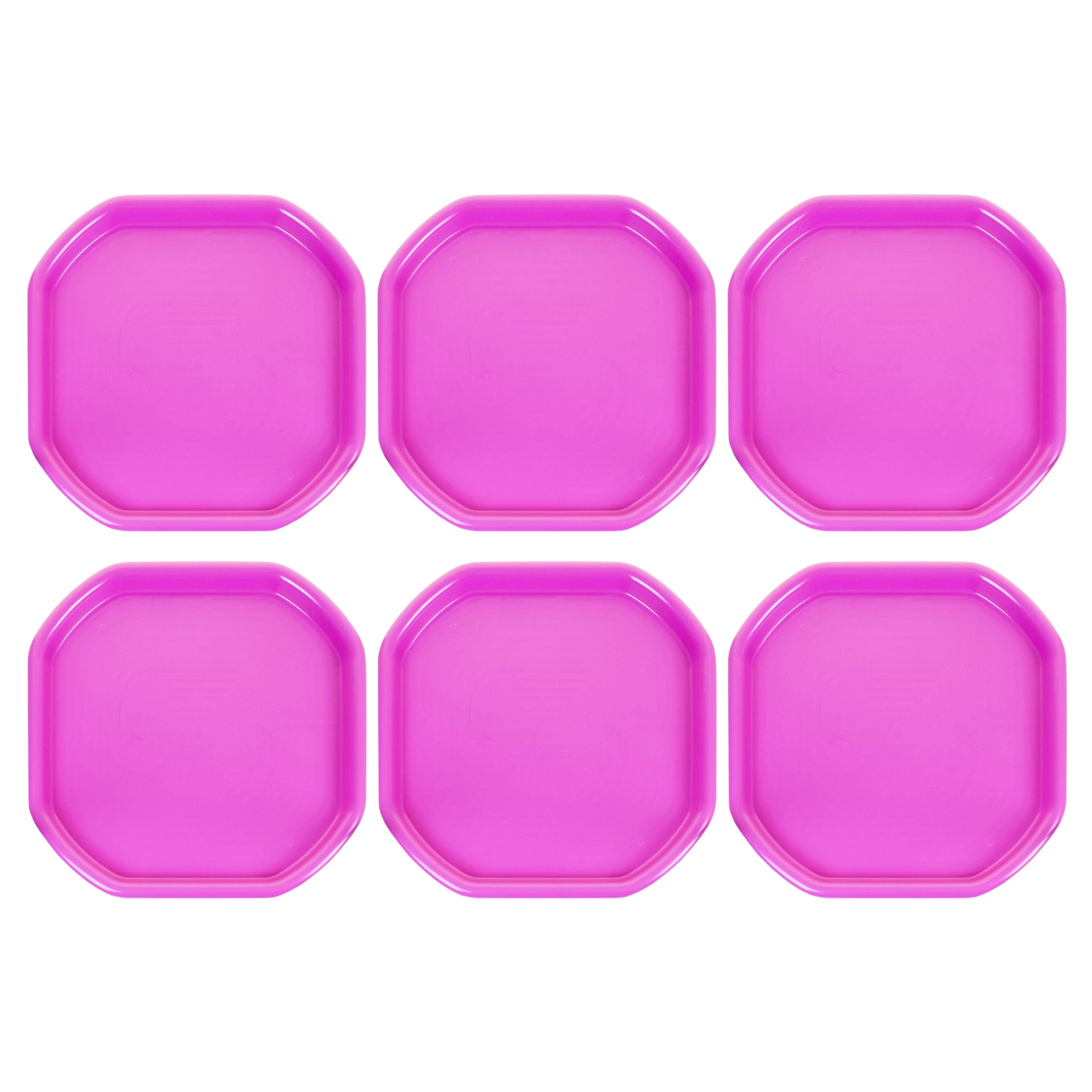 Set Of 6 x 70CM Octagonal Heavy Duty Plant Saucers Tray – Large Garden Potting Tray & Plastic Mixing Tray For Soil, Indoor Outdoor Plants & Gardening Use, Made In UK - (Pink)