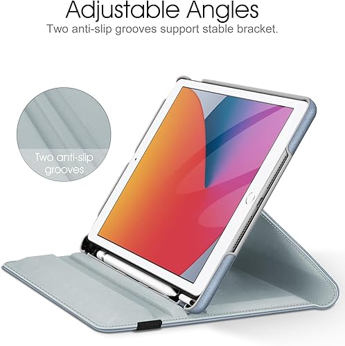 Vista 39 de Fintie - Funda giratoria para iPad de 9ª generación / 8ª generación / 7ª generación, de 10.2 pulgadas, funda giratoria en 360 grados, funda Azul