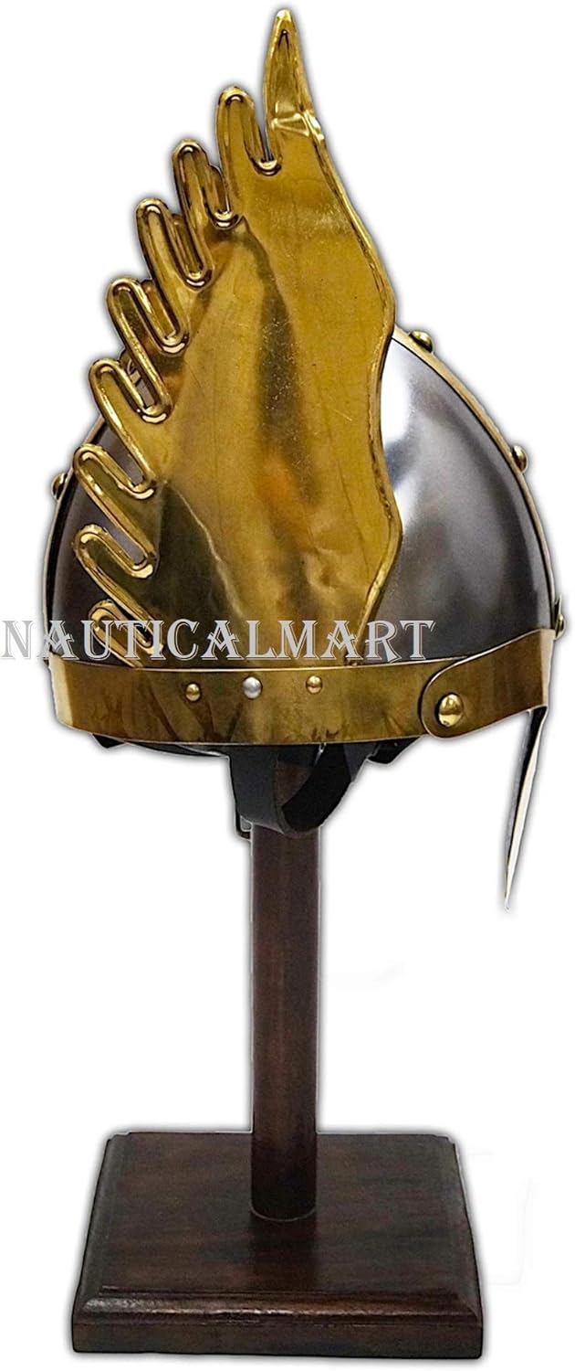 NauticalMart IR21539 Armour Helmet Brass Wing Cotton Liner - Viking Helmet