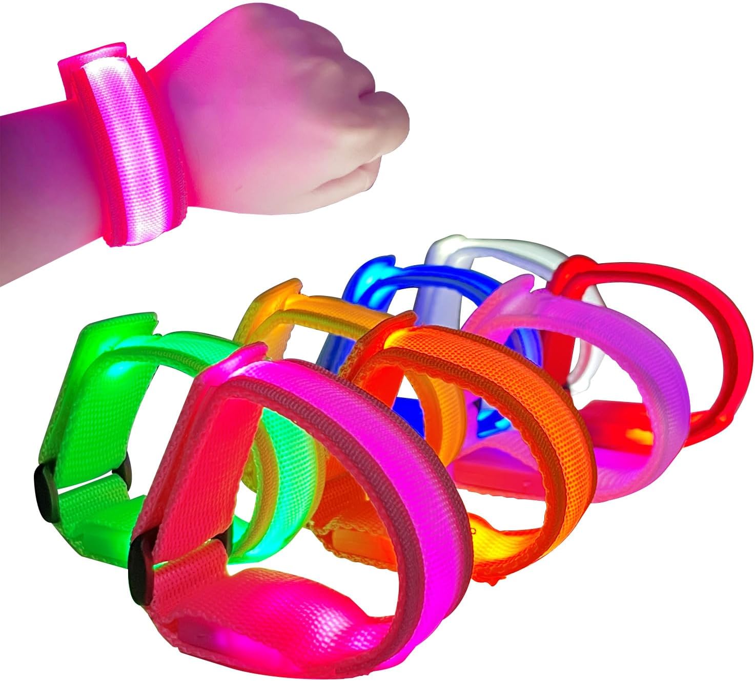 M.best 8pcs LED Light Up Bracelets Glow Flashing Wristbands Glow in The Dark Party Supplies for Wedding, Raves, Concert, Camping,Sporting Events, Party