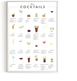 Cocktail Mixology Wall Art Print for Bar - by Haus and Hues | Alcohol Bar Themed Kitchen Home, Office Apartment Wall Decor...