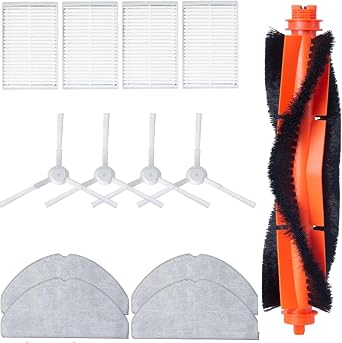 13 Packs Replacement Parts for Xiaomi S20 Robot Vacuum Cleaner, Replacement Parts Include 1 Main Brush,4 Mop Cloth,4 Hepa Filters,4 Side Brush