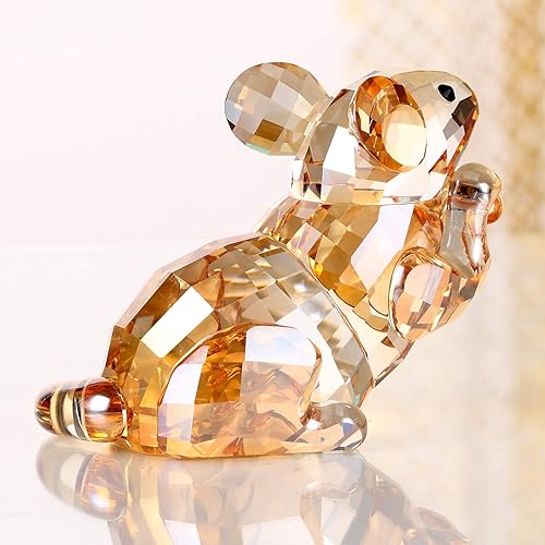 Miniatura 3 de DOJOZ Crystal Mouse - Lindo animal para decoración del hogar, encantadoras figuritas coleccionables de cumpleaños (dorado)