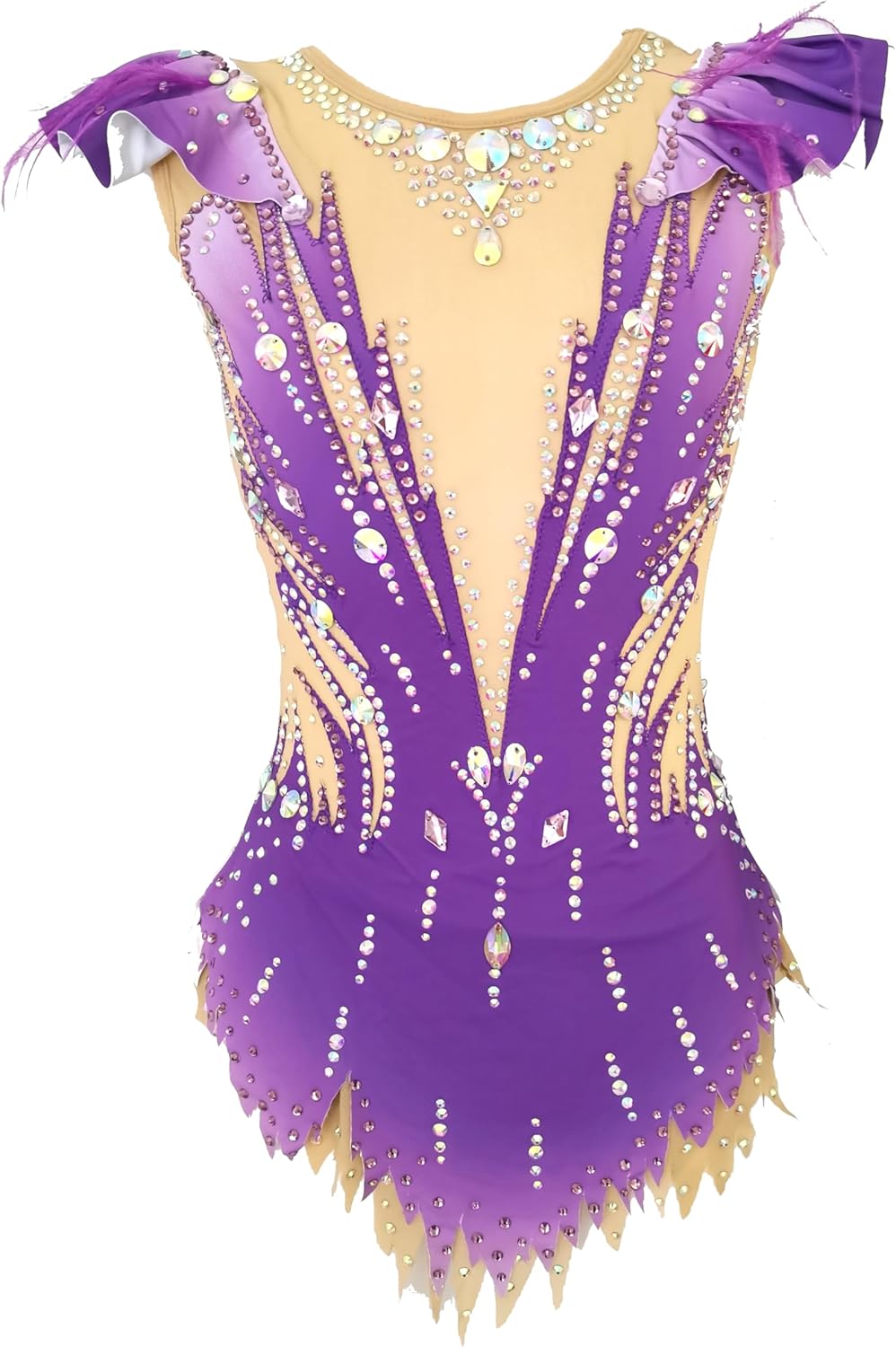 Girl's Artistic Gymnastics Uniform Purple Sleeveless Professional Performance Clothing for Rhythmic Gymnastics
