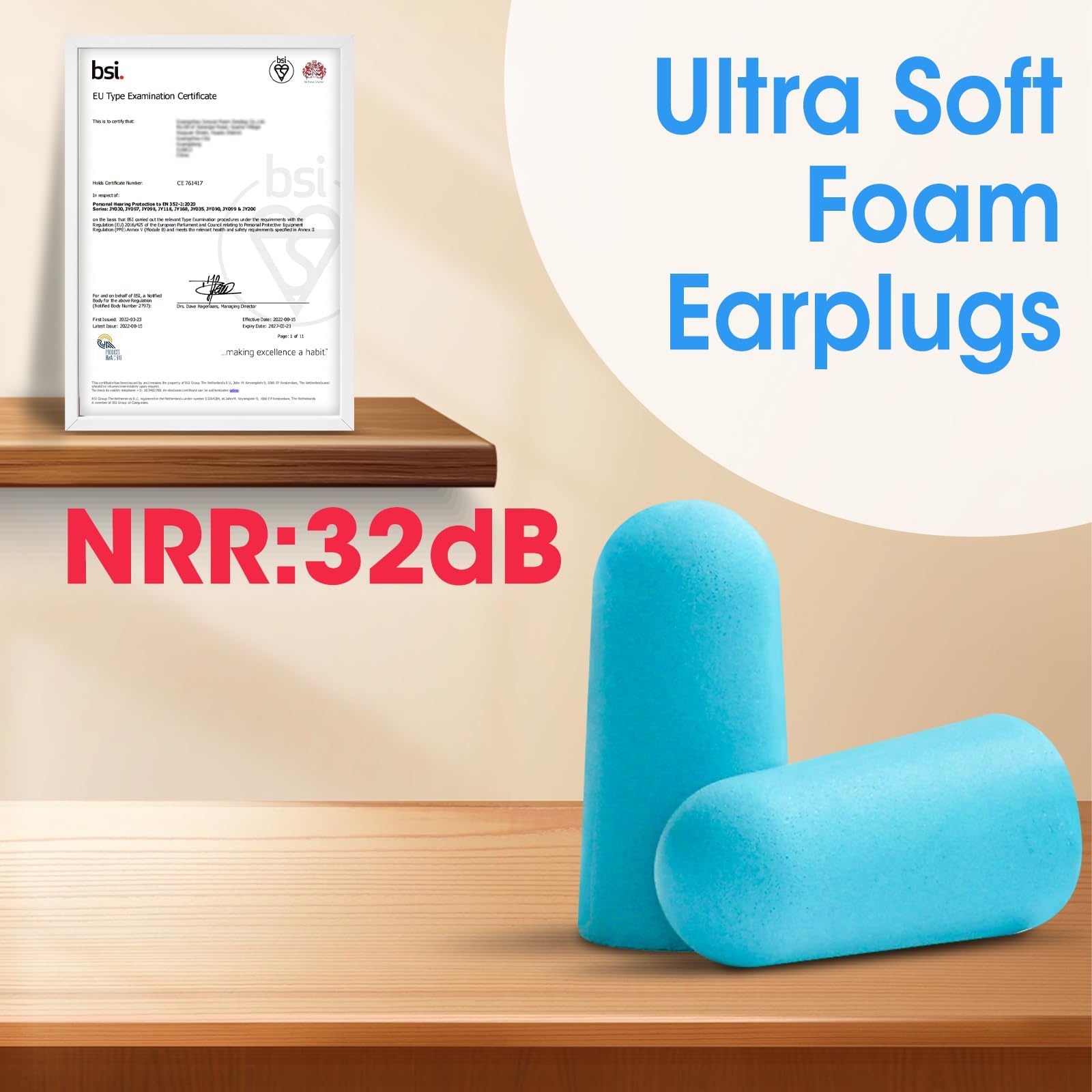AZEN 200 pares de tapones para los oídos, tapones para los oídos de espuma suave NRR de 32 dB para dormir, cancelación de ruido, tapones para los oídos para conciertos, disparo, reducción de ruido