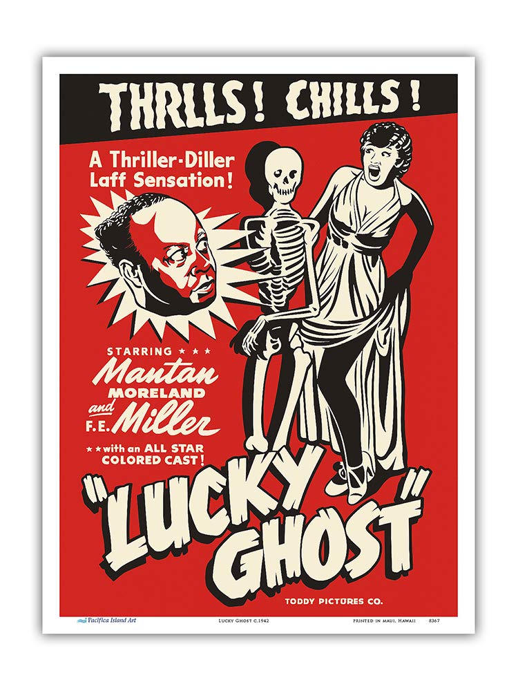 Lucky Ghost Mantan Moreland F.E Miller Vintage Film Movie Poster 1942 Art Print 9 x 12 in Multi PRTA8367