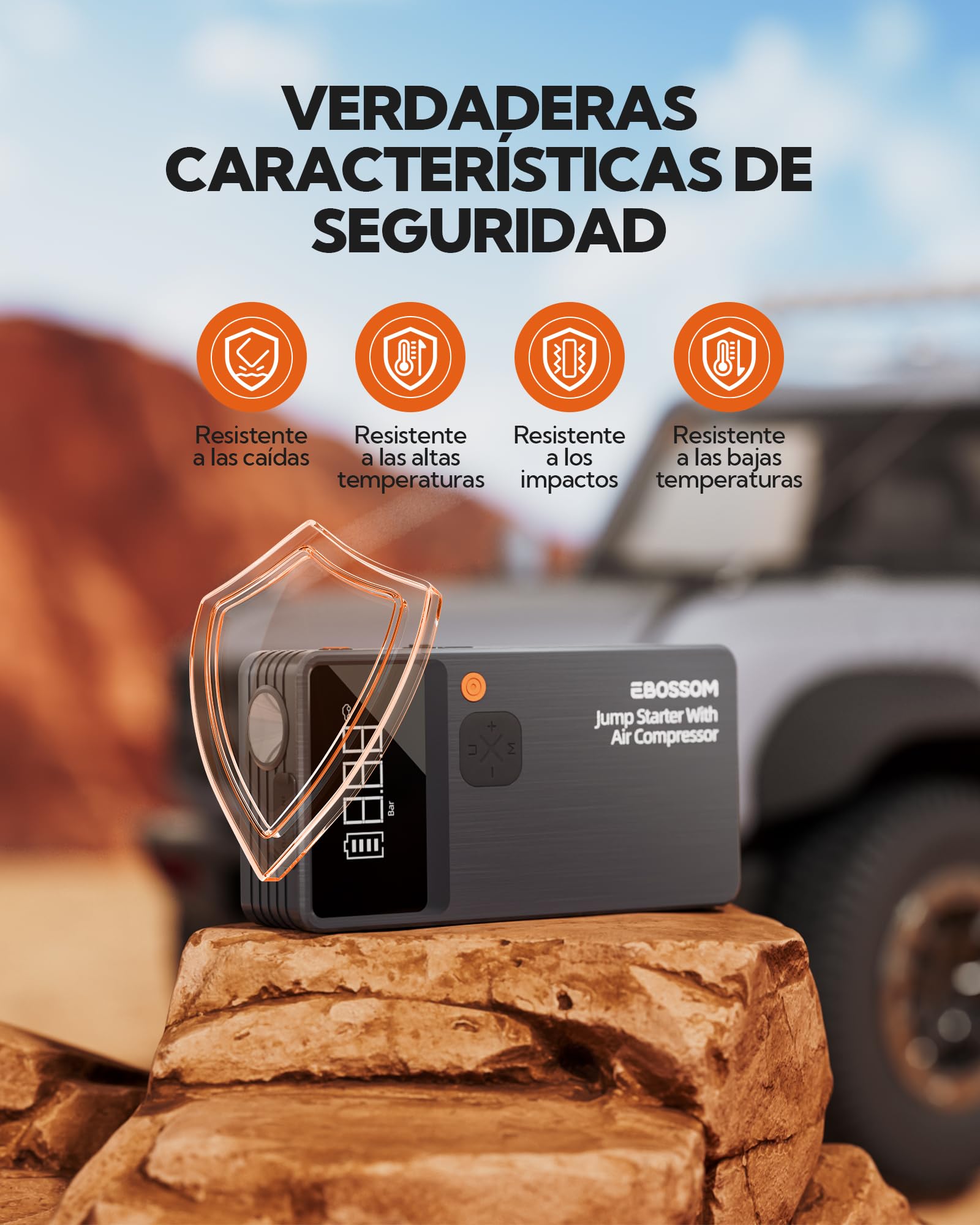 Arrancador de Baterías de Coche,Booster para Coche con Compresor de Aire Portátil 7en1,Arranque de Batería con Inflador para vehículo de 12000 mAh,Kit de Emergencia del Conductor con Linterna LED