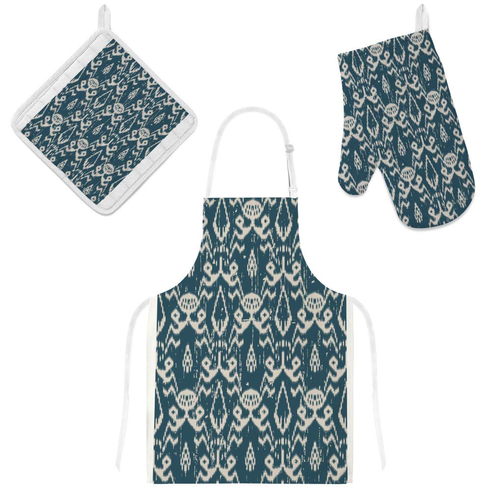 Ensemble tablier de cuisine ajustable gant anti-chaleur et manique