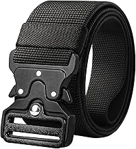 TECEUM Tactical Belt – Black B3 XL – Heavy-Duty Military, Work, Hiking,Rigger, Utility, EDC Men’s Belts – Quick-Release – Nylon Web