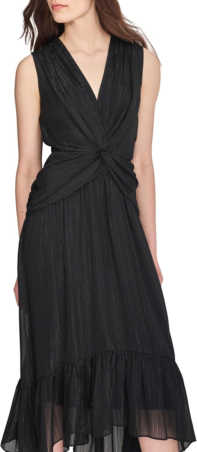 DKNY Womens V-Neck Twist Front Sleeveless Dress - Image 7