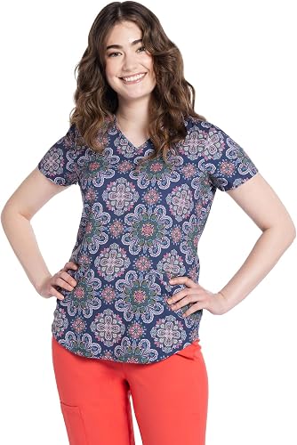 Cherokee Scrubs for Women Printed V Neck 2 Welt Pockets XS
