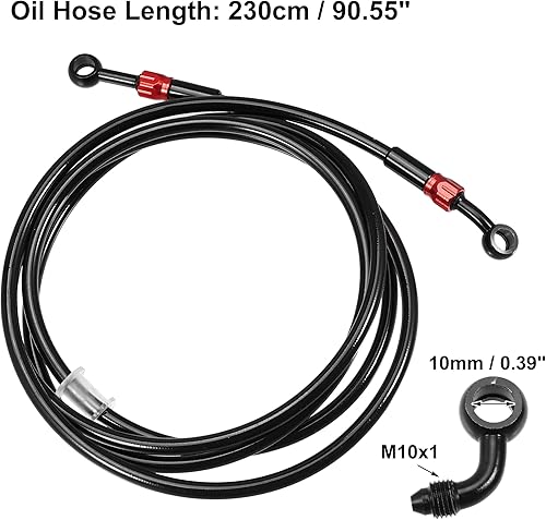 Miniatura 5 de X AUTOHAUX Manguera de freno AN3 28 90 grados M10 motocicleta hidráulica línea de aceite manguera de tubería para ATV motocicleta Motocross Racing