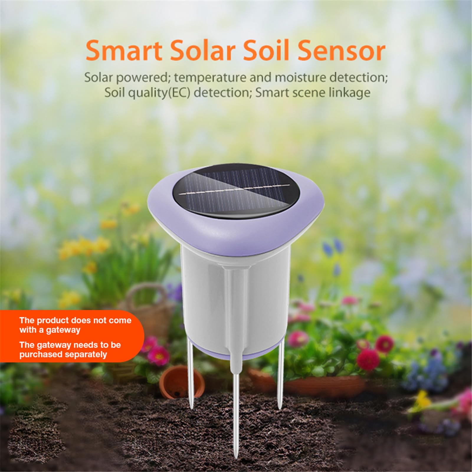 Sensores de temperatura del suelo de energía solar, monitor inalámbrico de plantas en tiempo real, seguimiento de datos para interiores y exteriores