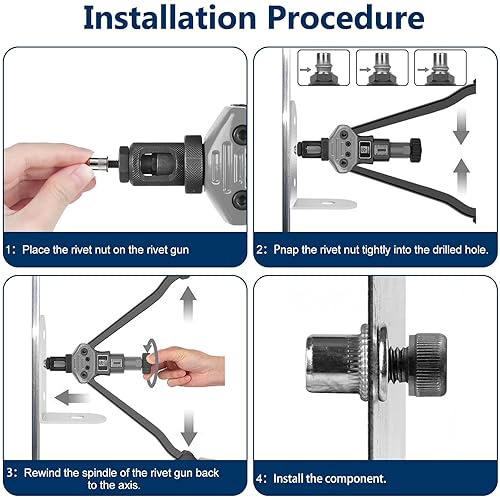 Miniatura 4 de Vifmy Kit de Surtido de Tuercas de Remache Métricas y SAE (300 Piezas), M3 M4 M5 M6 M8 M10 M12#8-32#10-24 14"-20 516"-18 38"-16 Juego de Tuercas de