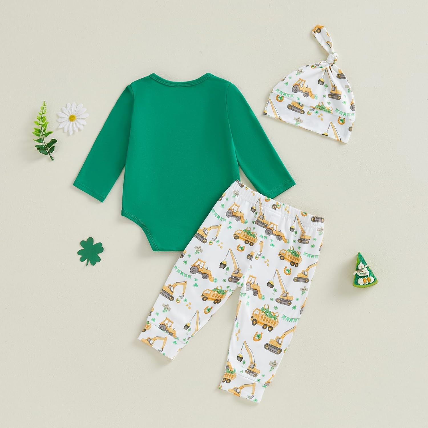 Karuedoo My First St Patricks Day Baby Boy Outfit Newborn Long Sleeve Letter Print Romper Top Long Pants with Hat 3Pcs Sets - Image 7