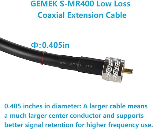 Miniatura 6 de GEMEK Cable de extensión PL259 a PL259 de 15 pies, puente coaxial UHF MM S-MR400 de baja pérdida para radio CB, analizador de antena, medidor SWR,