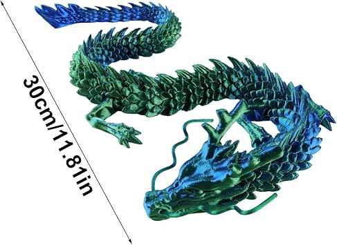 3D Printed Dragon Toy, Articulated 3D Printed Dragon Figurine, 11.8 Inches Flexible Articulated Dragon Toy, Dragon Toy Dragon Decoration, Children's Dragon Figurine