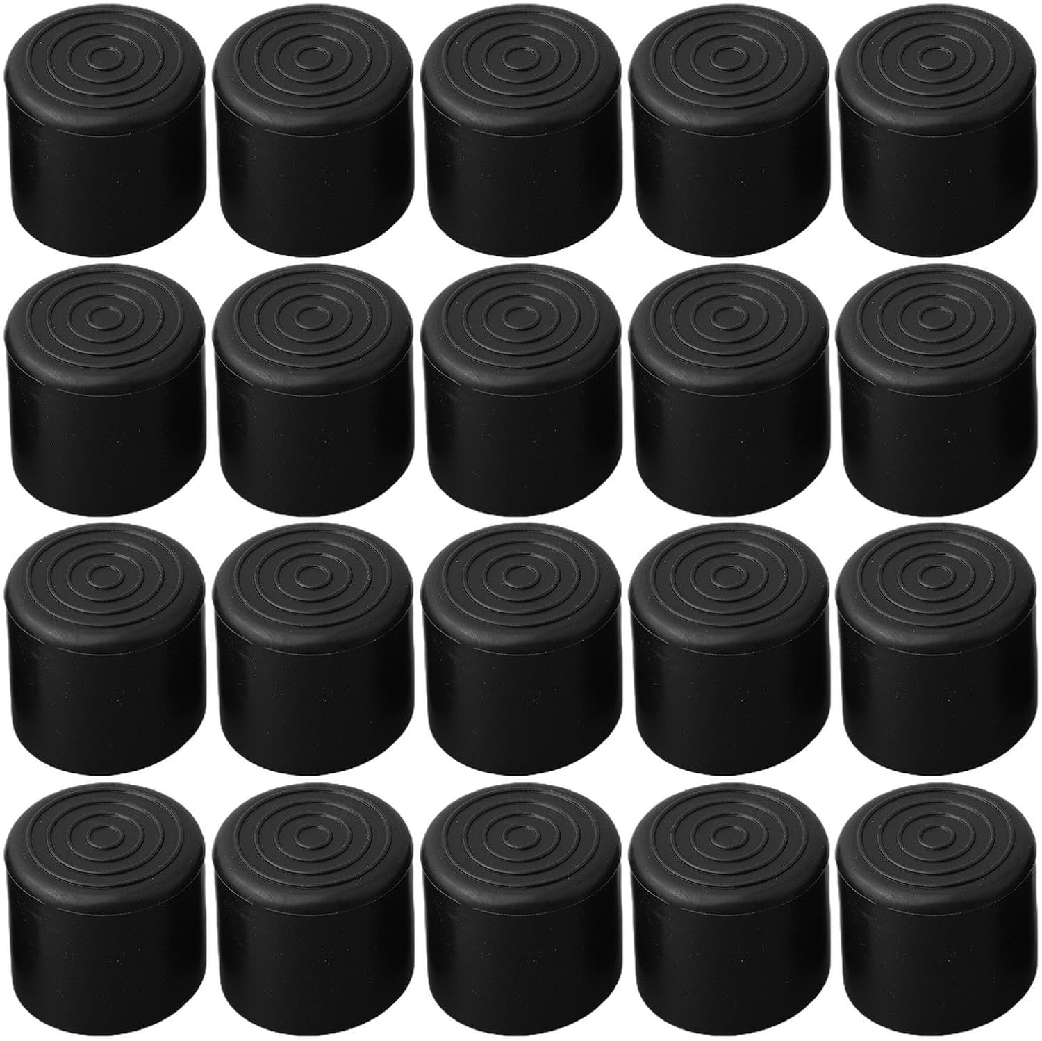 20 Pcs Rubber Chair Leg, PVC Floor Protectors for Furniture, Anti Scratch Table Feet Covers, Silent Non Slip Round Tips, Adjustable Foot Black(22mm)