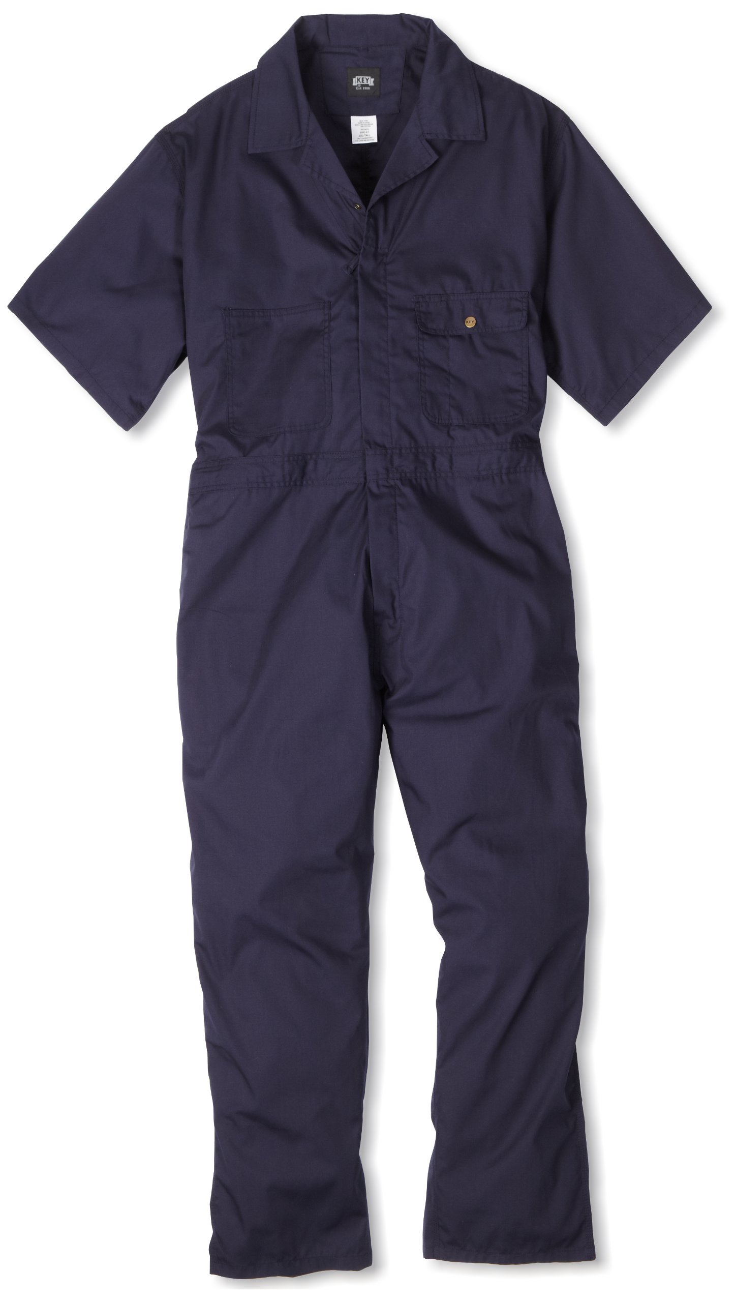 Key Industries Men's Big-Tall Poplin Short Sleeve Unlined Coverall, Navy, 3X-Large-Tall