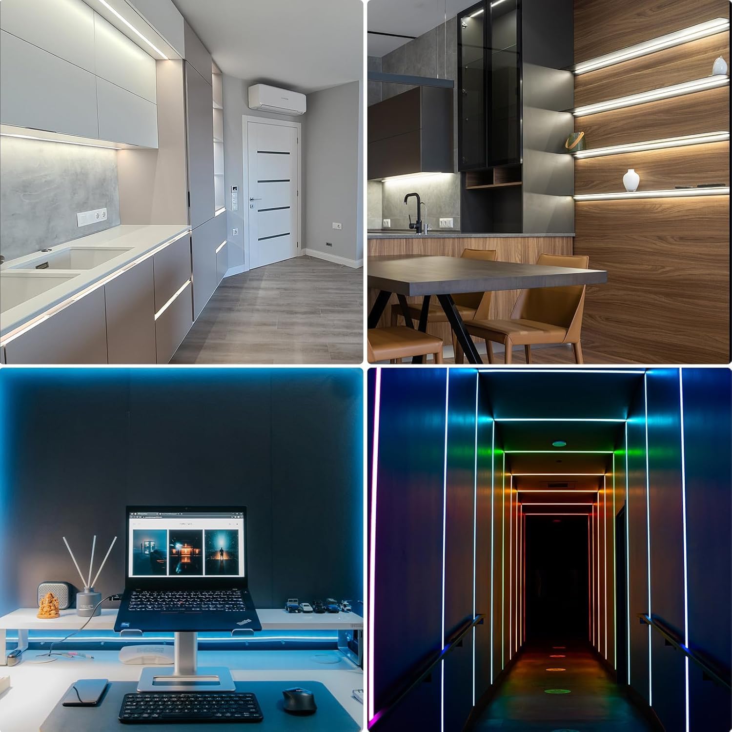 LED Aluminium Profil für Trockenbau 2 m (Gesamt 12 m), Led Schiene mit Endkappen für led Streifen bis 20mm, Gipskarton Profil mit Diffusor - 2000 x 64,2 x 13,8 mm
