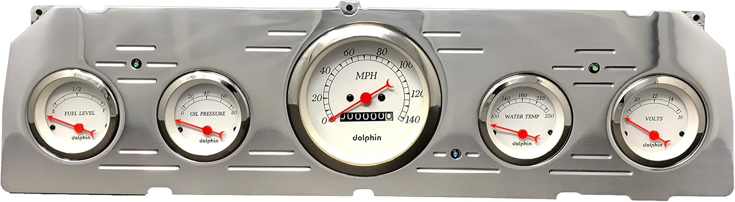 Dolphin Gauges 1964 1965 1966 Chevy Truck 5 Gauge Dash Cluster Panel Set Mechanical White