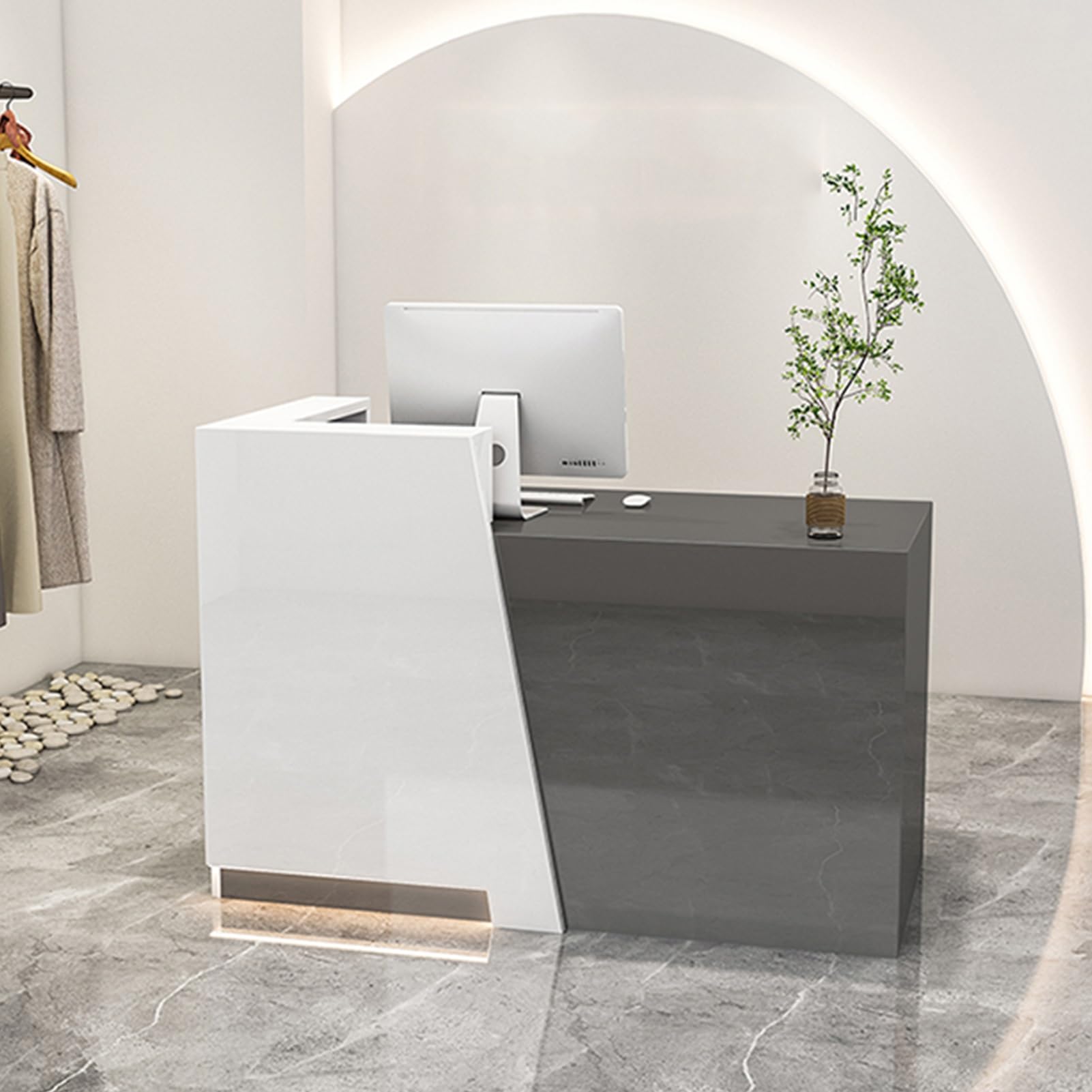 Platzsparender Empfangstisch mit Registrierkasse für Büro & Einzelhandel 140x59x101cm - Ideal für Empfangsbereiche & Kundenservice