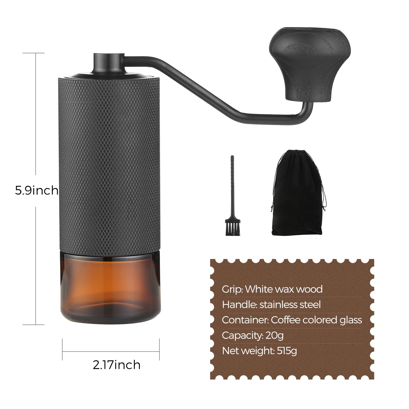 Manuelle Kaffeemühle Aus Edelstahl – Mit Konischen Mahlwerken & Einstellbarem Mahlgrad – Perfekt Für French Press, Büro & Reisen
