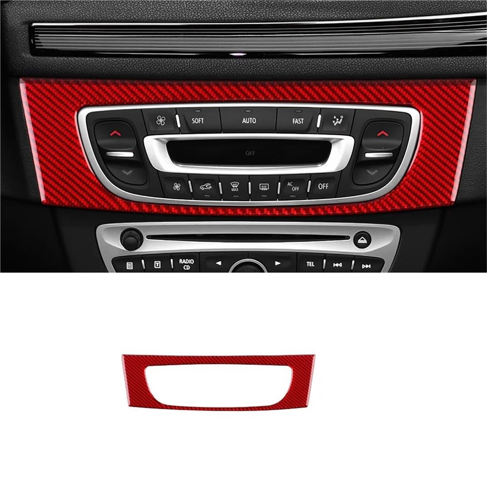 for Renault for Fluence for Megane RS 2009 2010 2011 2012 2013 2014 LHD RHD Interior Central Control CD Sticker KISSGPIPOL(Red Carbon)