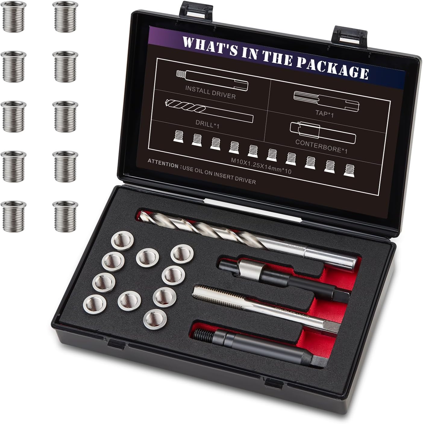 SENNMONN M10X1.25 Thread Repair Kit with 14mm Insert HSS