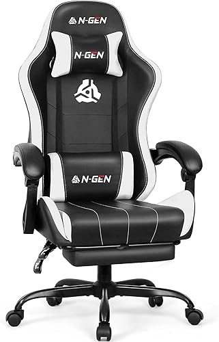 Vista 9 de NEO Chair Silla de videojuegos con reposapiés, respaldo alto, ergonómico, cómodo, escritorio de oficina para computadora con soporte lumbar, altura