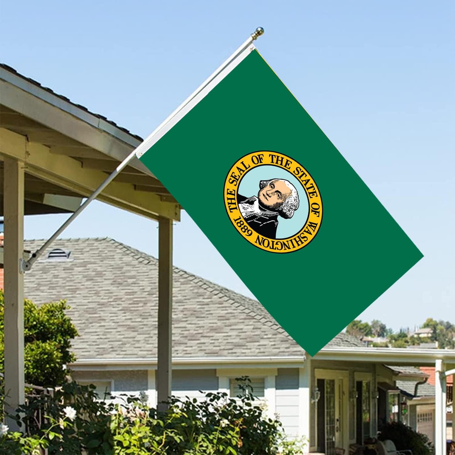 Washington State Flag 3x5 Double Sided Outdoor Heavy Duty University of Washington State Flags 3 Ply Polyester Material with 2 Metal Grommets, 4 Rows of Stitching - Image 2