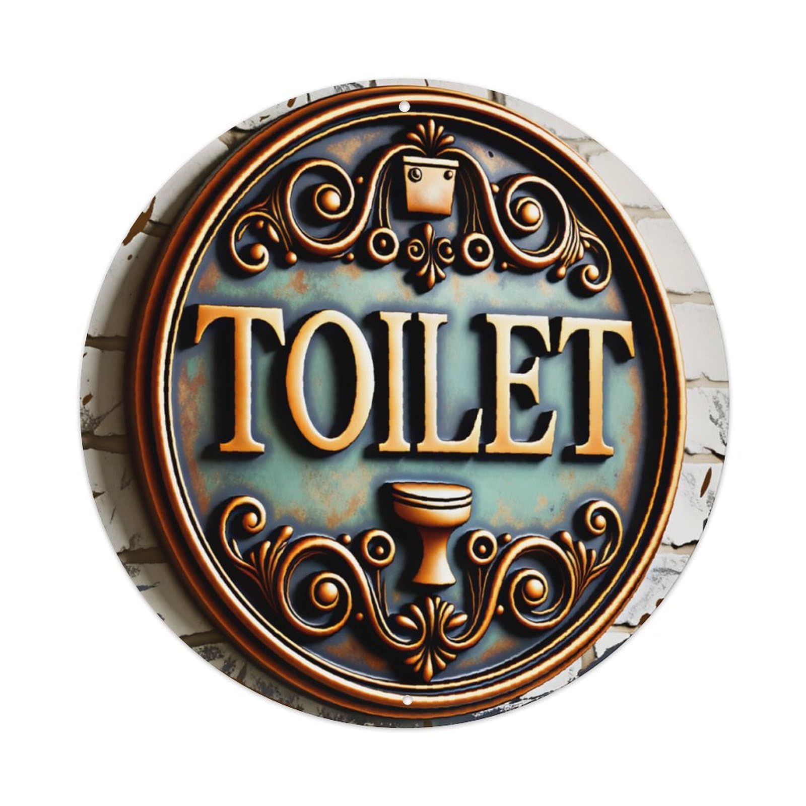 Vintage Embossed Toilet Wall Sign Vintage Aluminium Metal Sign, Retro Wall Decor for Home, Bar, Garage & Farmhouse 20x20cm