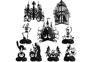 Halloween Paper Fans Black Table Centerpieces Honeycomb Pumpkin Skull Ghost