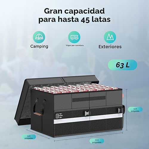 Miniatura 9 de Bolsa enfriadora – Suave enfriador de viaje con capacidad para 45 latas, se mantiene frío durante 8 horas y caliente durante 6 horas – Organizador