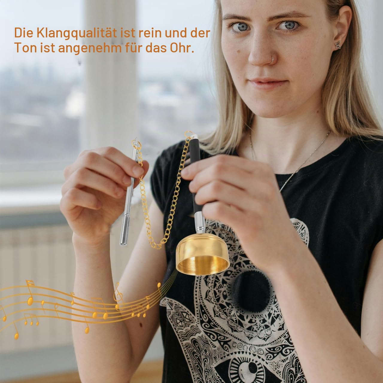 TOYANDONA Traditionelle Buddhistische Handglocke Aus Kupfer Mit Tragbarem Griff Für Meditation Spirituelle Reinigung Und Gebetsrituale 32.28 Zoll