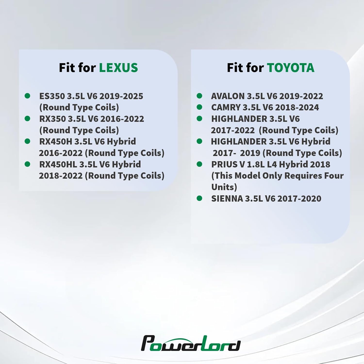 PLA024 Ignition Coil Pack for TOYOTA LEXUS 3.5L Models, Replacement for Camry 2018-2024, Highlander 2017-2022, RX350 2016-2022, Sienna ES350 RX450H RX450HL Avalon, OE# 90919-02280, 90919-A2013