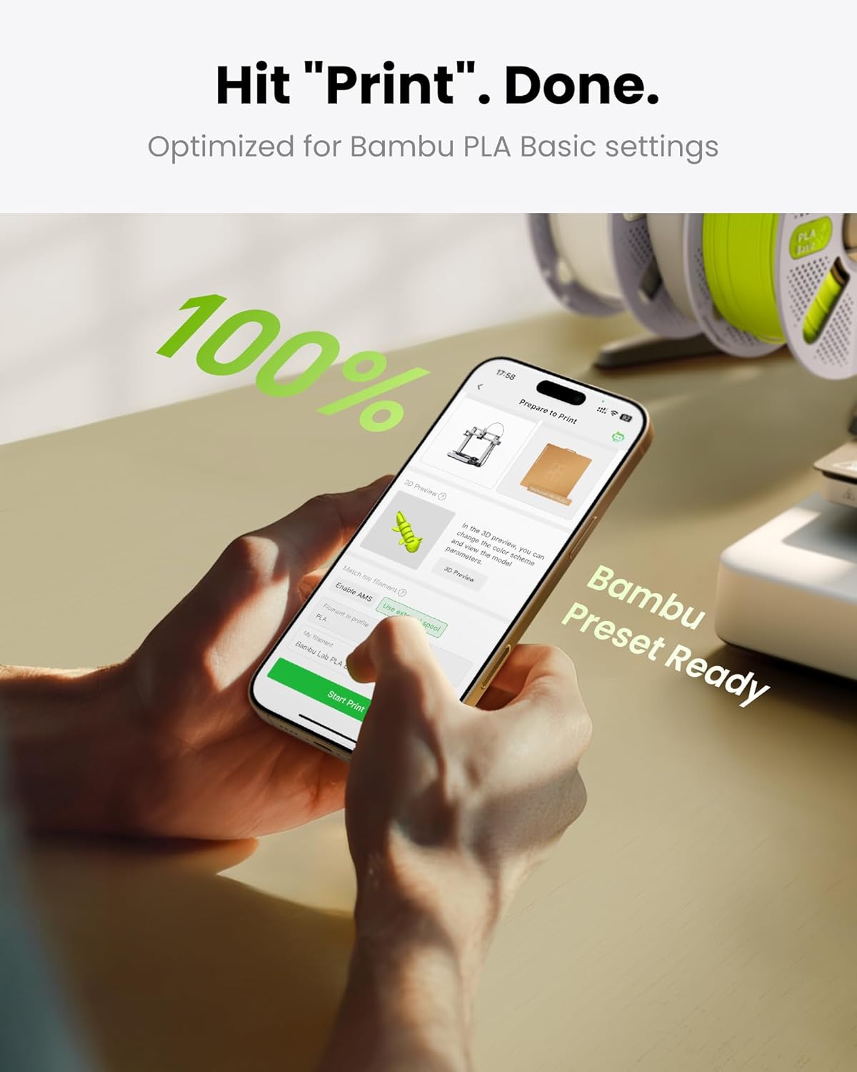 PLA Basic, Pre-Dried Filament with Quick-Swap Reusable Spool 2kg (4.4lbs), 1.75mm 3D Printing Filament, Compatible with Bambu Lab 3D Printers – Black + White