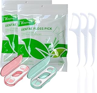 Dental Floss Picks,Easyhonor Dental Flossers,Floss Sticks,Tooth Floss,Dental Sticks,Dental Picks Disposable,Teeth Flossers Picks, and 2 Travel Floss Cases.(Total 220 Packs)