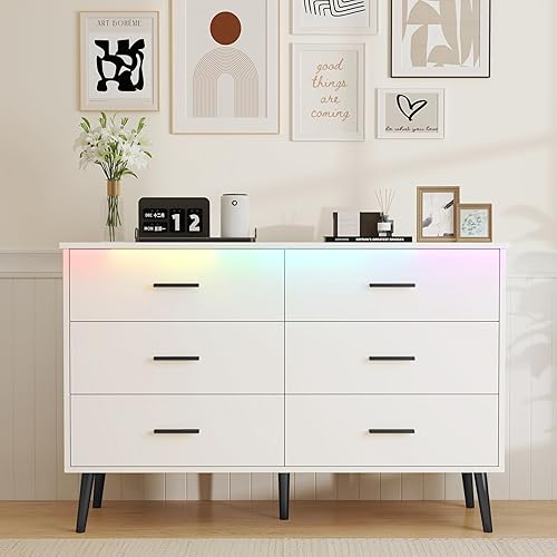 Miniatura 9 de Cómoda negra para dormitorio, aparadores y cajoneras para almacenamiento de ropa, cómoda de madera para armario con 6 cajones, organizador de ropa