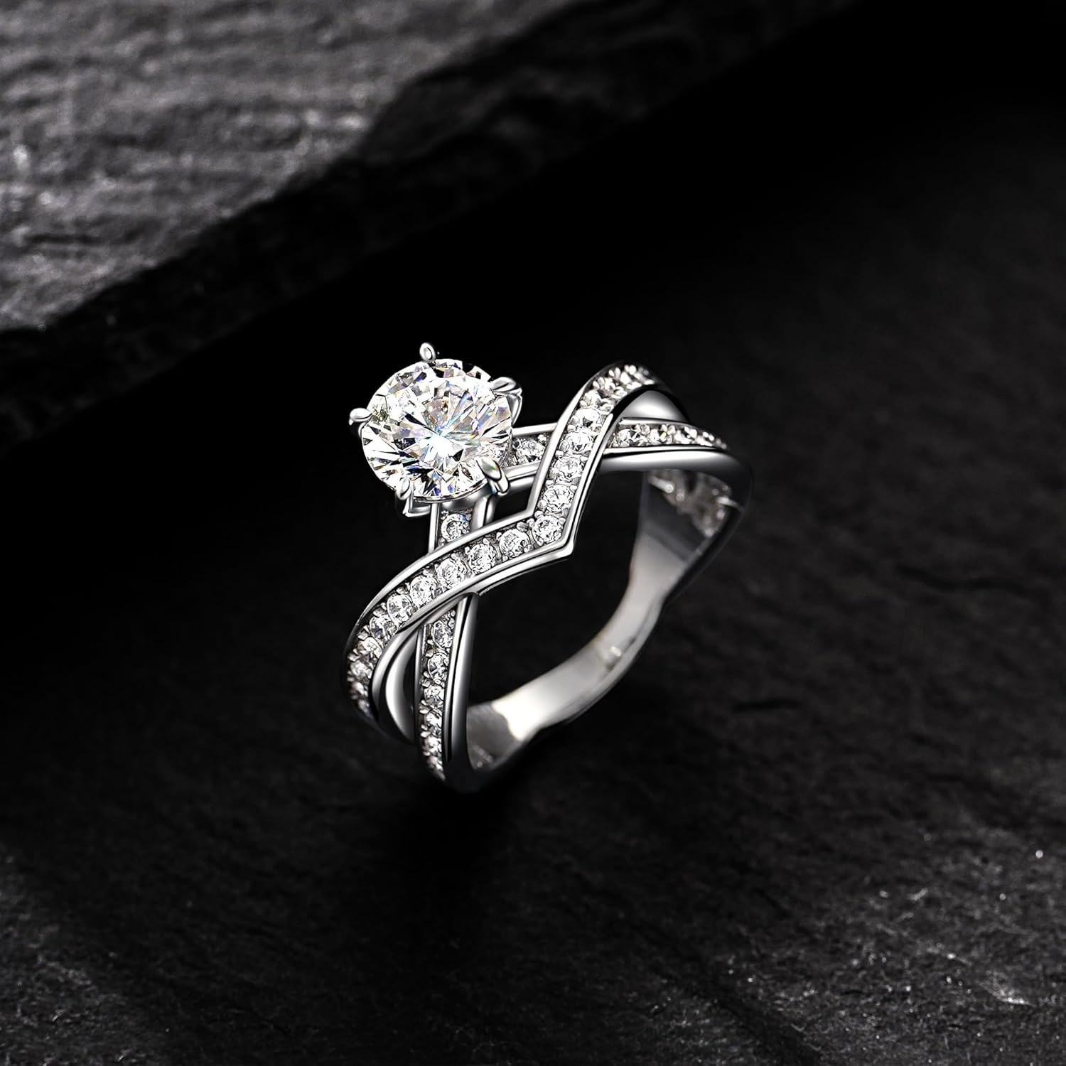 YOIHUR 925 Sterling Silver 14K White Gold Plated Rings for Women 1.0 CT Moissanite Diamond Engagement Promise Anniversary Ring Wedding Bands for Women Elegant Gift Jewelry - Image 7