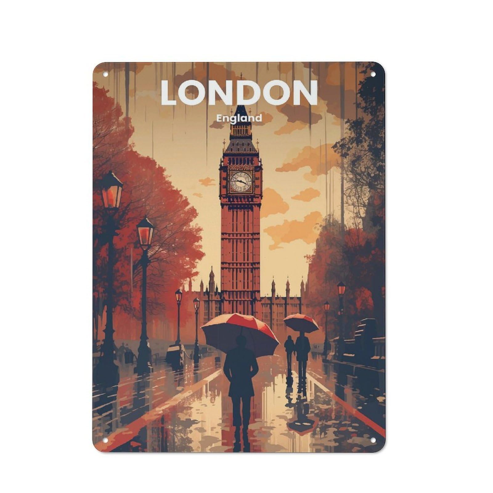 Retro London Metal Sign 40x30cm, Home Bar Decor for Pub, Home Bar, Shed Or Man Cave, for Relaxed Wall Styling