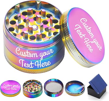 Personalised Herb Grinder with Name Engraving, 4-Piece Zinc Alloy Portable Grinder for Dry Herbs, 1.6/2.0/2.2/2.5/3.0 Inches Sizes, Suitable for Home Use & Travel
