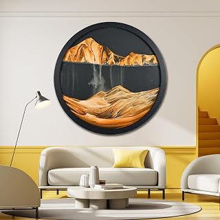 17.3'' Moving Sand Art Decor, 360° Rotating 3D Sand Painting Wall Art Mounted Glass Crafts 3D Deep Sea Sandscape Living Room Decoration Flowing Sand Gift Relaxing Mood for Home Office Decoration